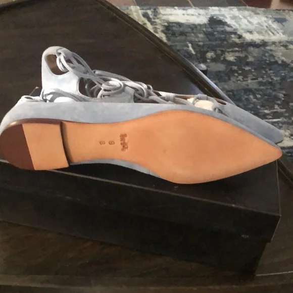 COPY - COACH Justine Suede Pointed Toe Ankle Strap Flats - Picture 4 of 6